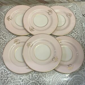6 Fine Arts Pink Royal‎ Splendor teacup Plates Fine China Gold Trim 6”